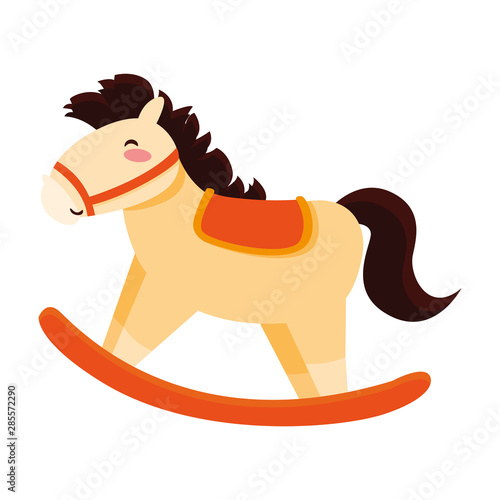 rocking horse toy baby on white background