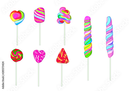 candies lollipop heart and isolated design on white background  illustration vector