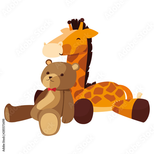 baby toy bear giraffe vector ilustration