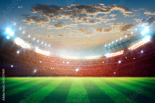 lights at night and stadium 3d rendering photo