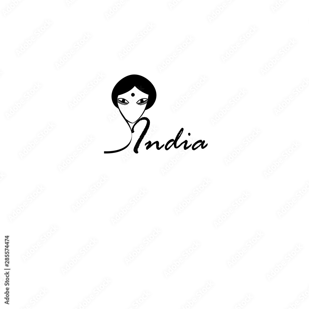 Vector graphic icon beautiful portrait of an Indian woman Vector graphic icon beautiful portrait of an Indian woman