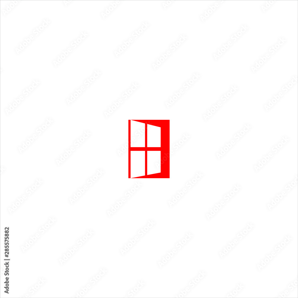 red window modern logo design, icon flat and monocrome