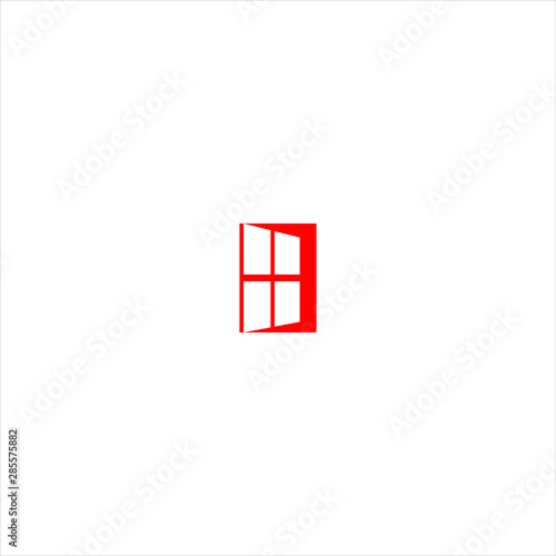 red window modern logo design  icon flat and monocrome