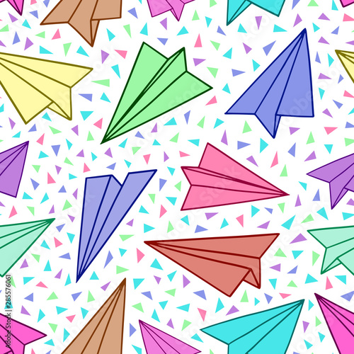 Paper planes seamless pattern. Vector illustration background. For print, textile, web, home decor, fashion, surface, graphic design