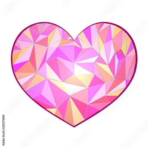 Colored polygonal heart on a white background. Vector illustration.