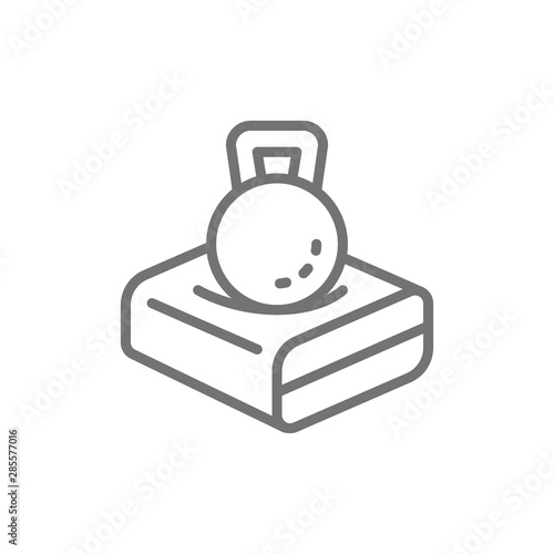 Mattress with hard materials for obesity people, orthopedic mattress line icon.