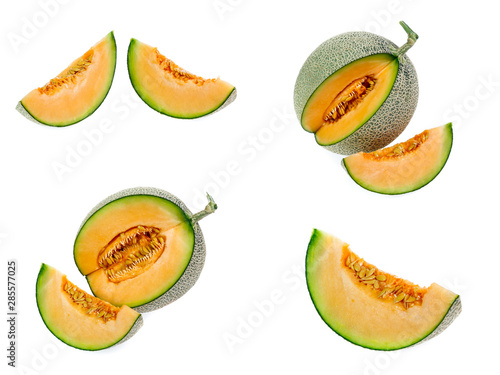 collection of 4 cantaloupe melon images