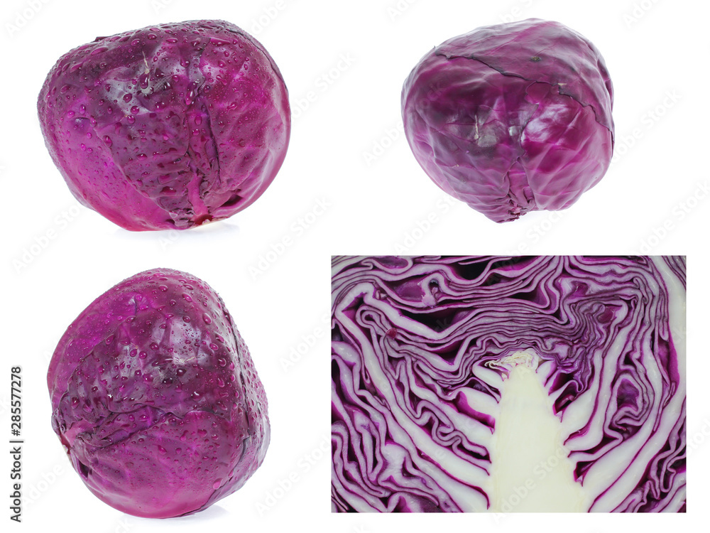 Obraz premium set of red cabbage isolated on white
