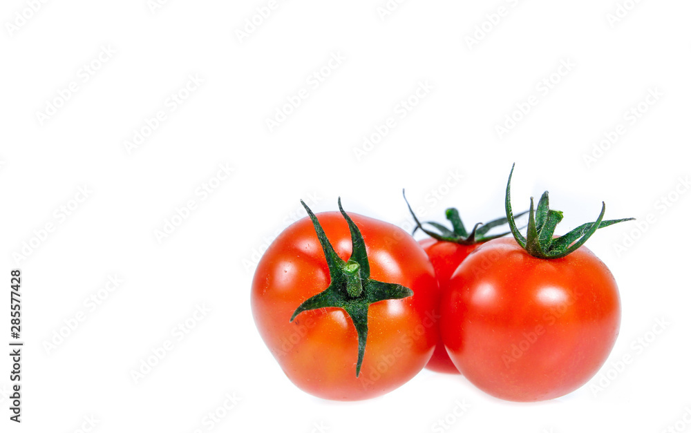 Copy space .Tomatoes isolated on white