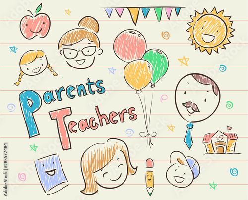 Parent Teacher School Festival Sketch Illustration