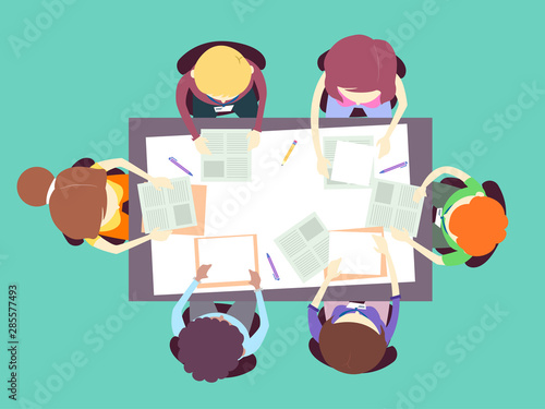 Parent Teacher Meeting Top View Illustration