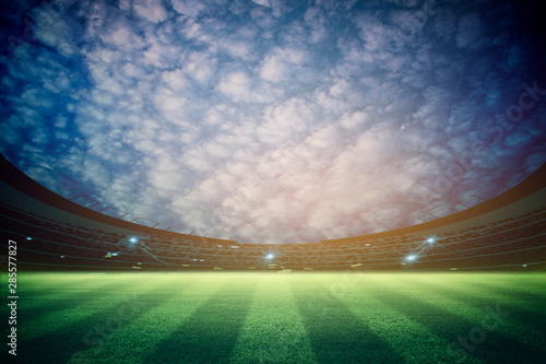 lights at night and stadium 3D rendering. © Kalawin