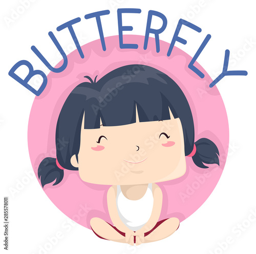 Kid Girl Exercise Butterfly Illustration