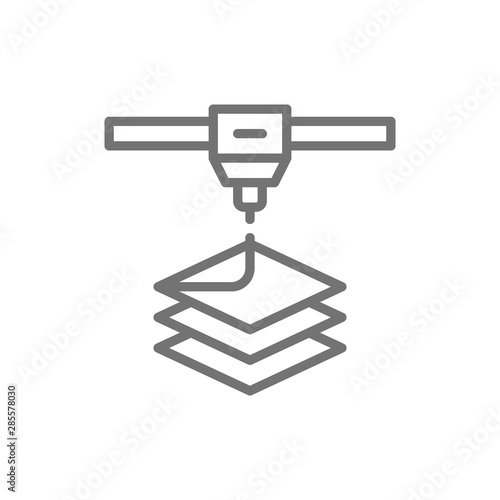 3d printer, printing line icon. Isolated on white background