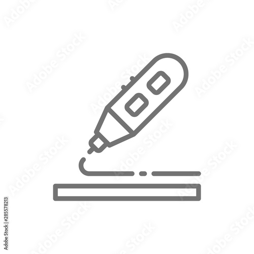 Hand 3d printer line icon. Isolated on white background