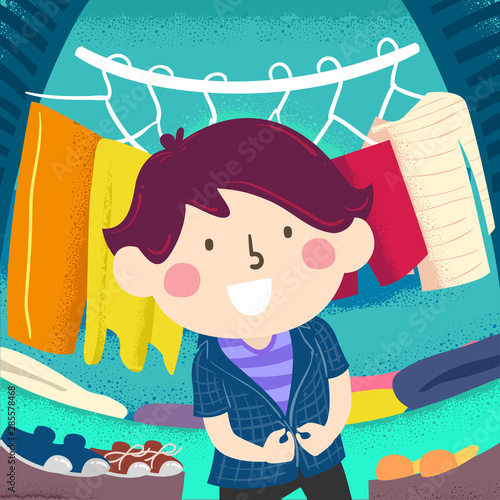 Kid Boy Appropriate Clothes Closet Illustration