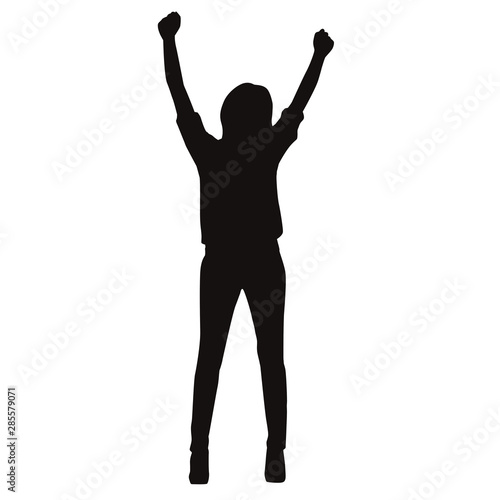 Happy Woman Raise Their Hands Silhouette © adidesigner23