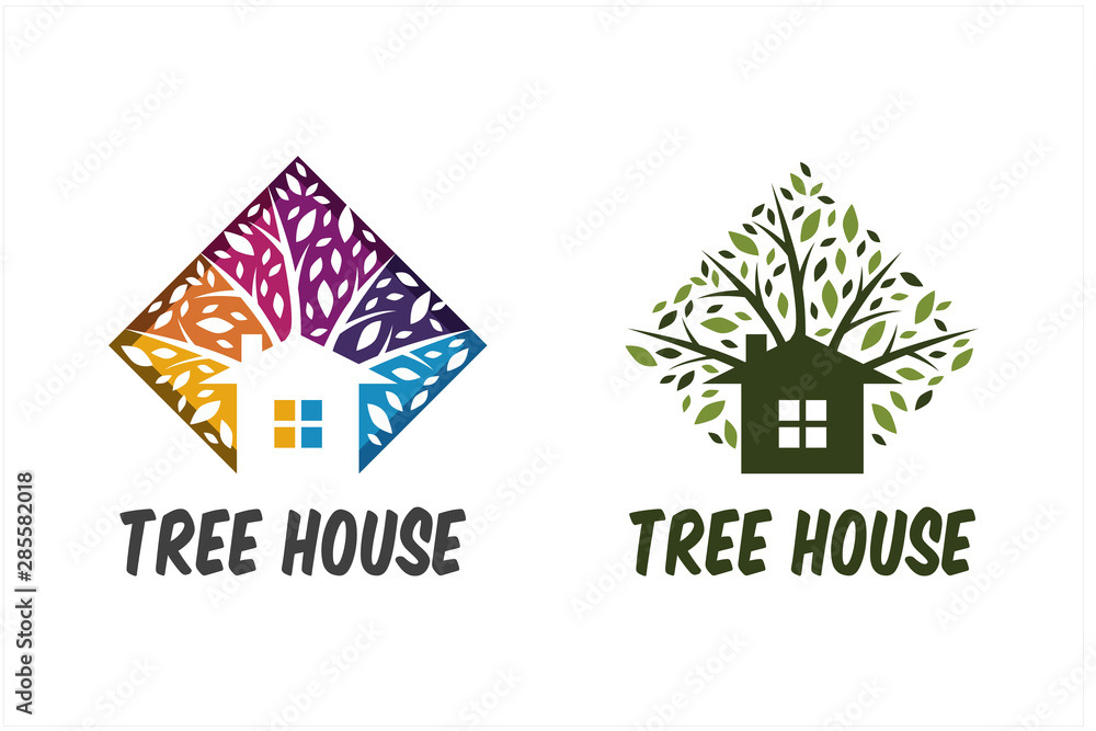 Obraz premium Square Tree House Set of 2