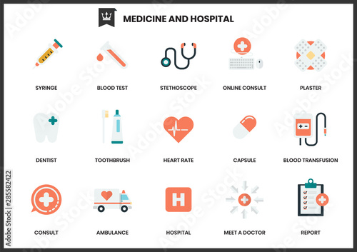 Hospital icons set for business