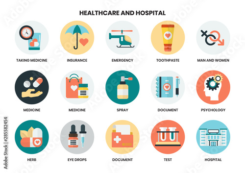 Hospital icons set for business