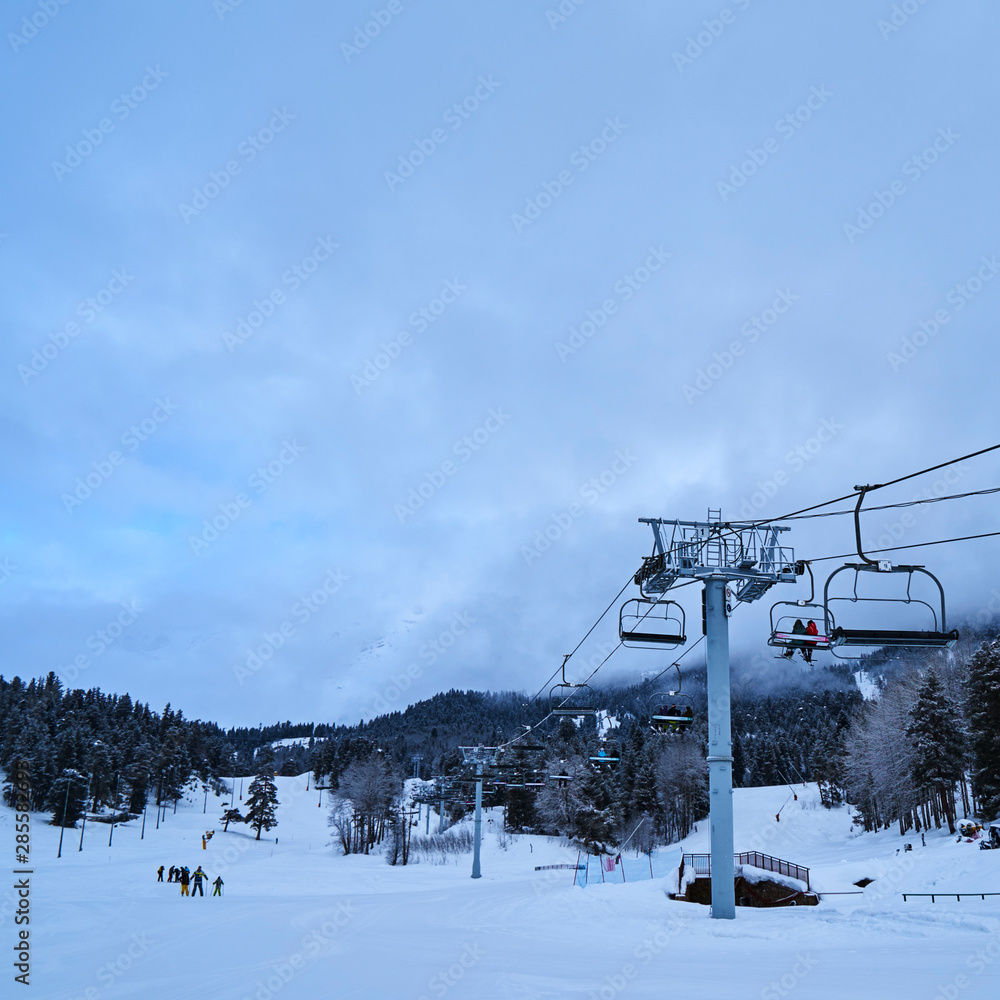 The image of the ski slopes.