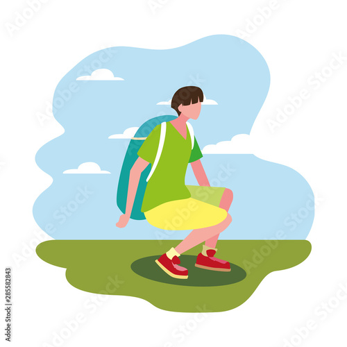 man with backpack walking wanderlust