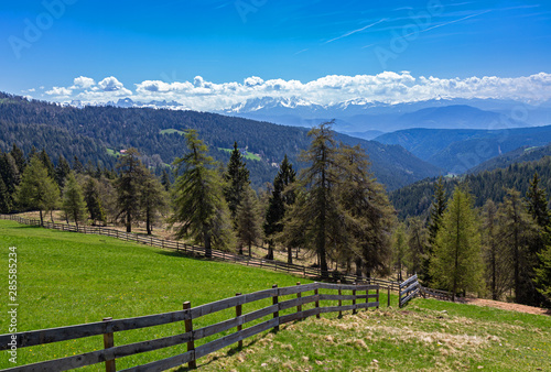 Blick vom Möltner Joch zu den Dolomiten, Südtirol