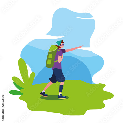 man with backpack walking wanderlust