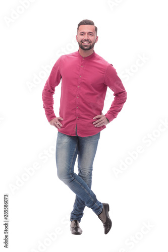 in full growth. smiling young man in casual clothes.