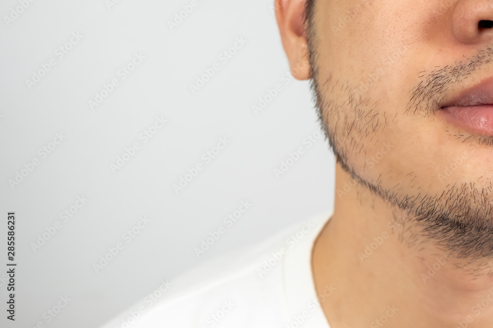 Fototapeta premium Asian man mustache.Closeup.