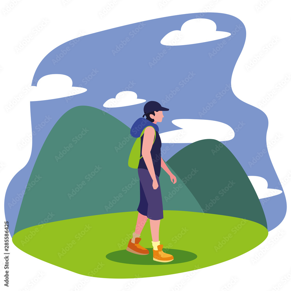 man with backpack mountains hiking wanderlust man with backpack mountains hiking wanderlust