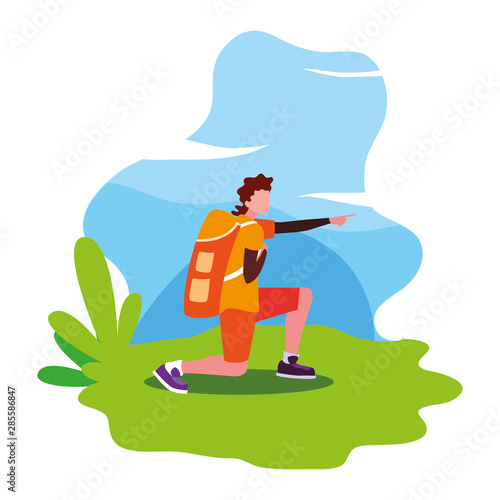 man with backpack walking wanderlust