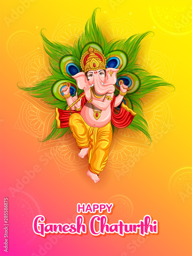 illustration of Lord Ganesha religious background for Ganesh Chaturthi festival of India