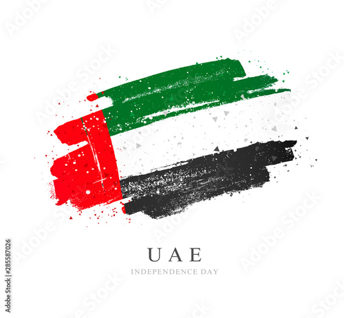 UAE flag. Brush strokes are drawn by hand. Independence Day..