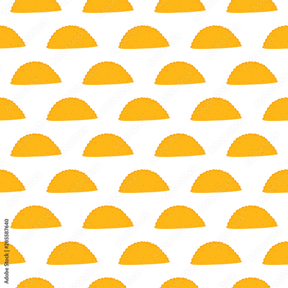 Vector seamless pattern backround with national dish of crimean tatar cuisine called chebureki, deep-fried pastry or turnover. Vector seamless pattern backround with national dish of crimean tatar cuisine called chebureki, deep-fried pastry or turnover.