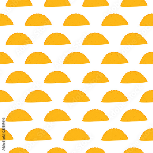 Vector seamless pattern backround with national dish of crimean tatar cuisine called chebureki  deep-fried pastry or turnover.
