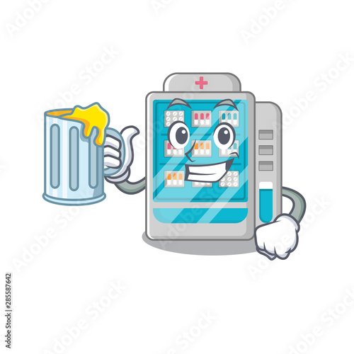 With juice medicines vending machine isolated the cartoon photo