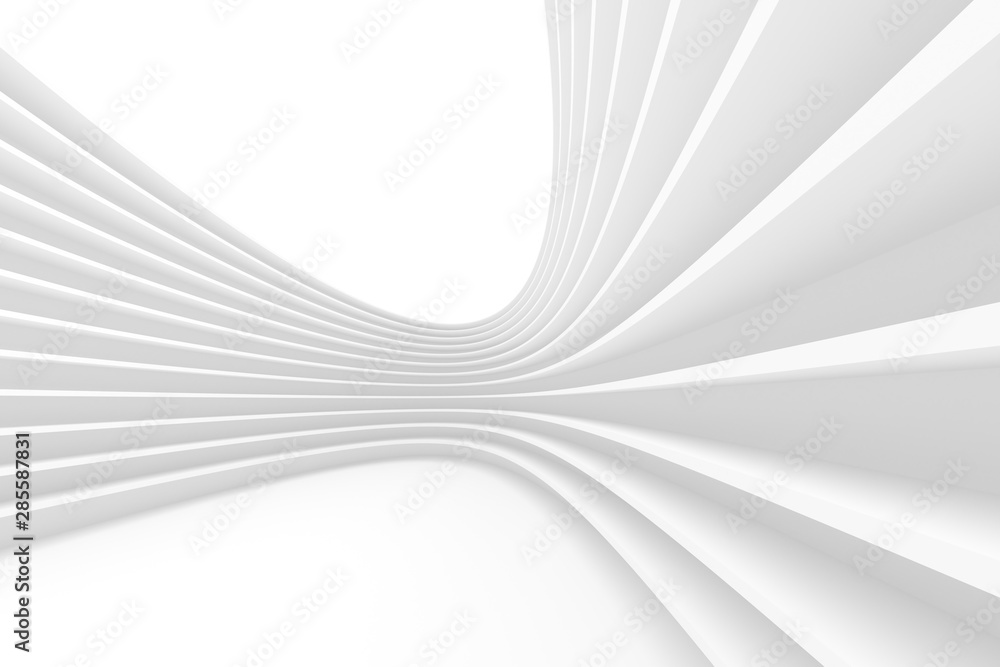 Abstract Architecture Background. 3d Rendering of White Circularl Building