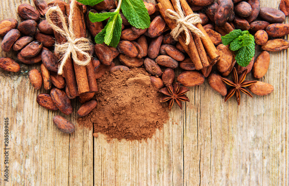 Cocoa powder and beans Cocoa powder and beans
