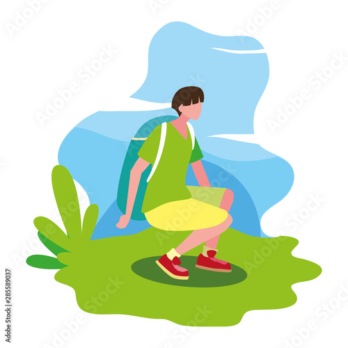 man with backpack walking wanderlust