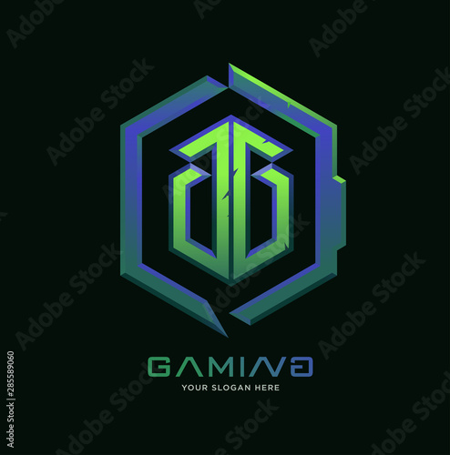 GG letter monogram, 3d gaming Esports logo illustration