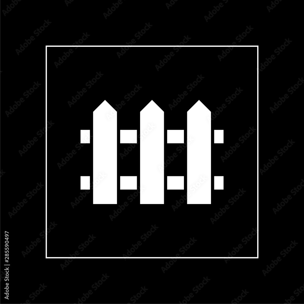 Fence icon. Fence icon flat illustration for graphic and web design isolated on black background Fence icon. Fence icon flat illustration for graphic and web design isolated on black background