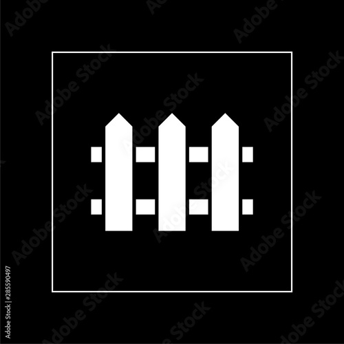 Fence icon. Fence icon flat illustration for graphic and web design isolated on black background 