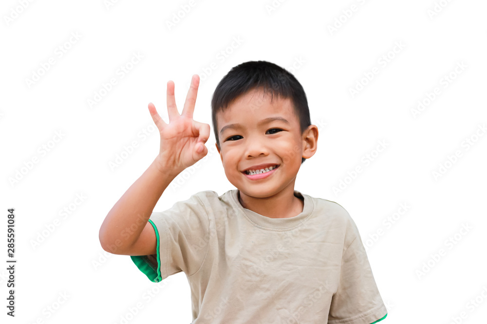Portrait of Asian child boy showing okay gesture isolated over white background. 5 years old of kid. Portrait of Asian child boy showing okay gesture isolated over white background. 5 years old of kid.