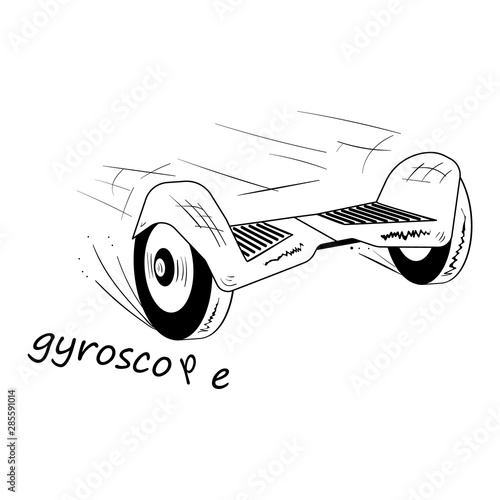 Gyroscooter. Black and white icon. Vector illustration.