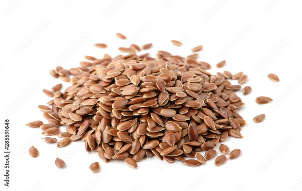 Flax seed on white background. Flax seed on white background.