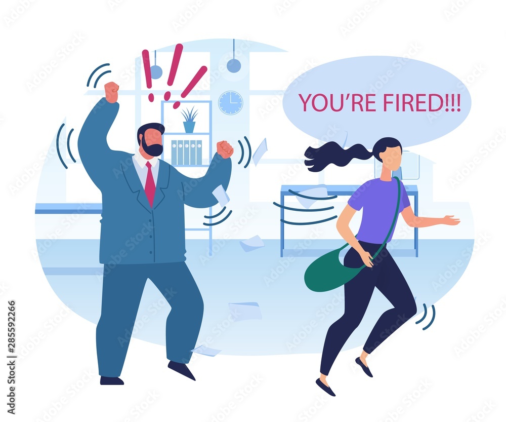 Informational Banner Bad News Youre Fired Flat. 