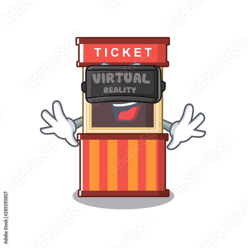Virtual reality ticket booth isolated with the cartoon