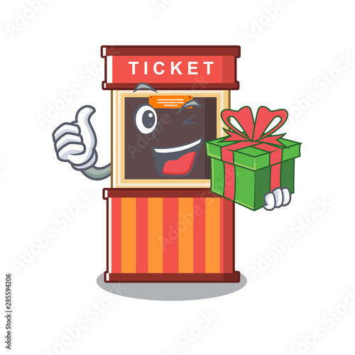 With gift ticket booth isolated with the cartoon