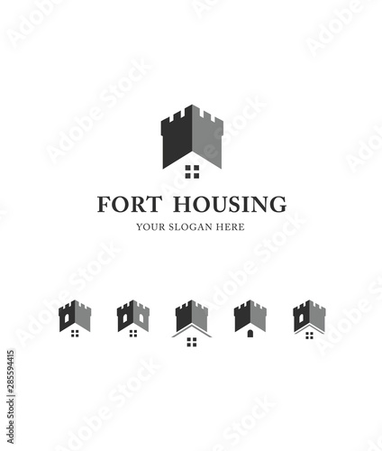 Housing real estate logo template collection, fort negative space house illustration icon set